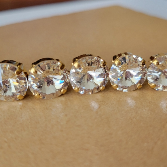 Austrian Crystal Tennis Bracelet in Gold - Picture 7 of 10